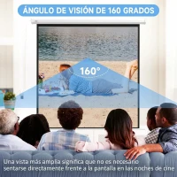 HOMCOM Pantalla de Proyector Eléctrica 96 Pulgadas Pantalla de Proyección con Control Remoto 1:1 para Interior Exterior Blanco(m-5)
