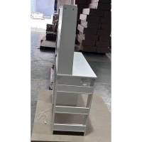 HOMCOM Tocador de Maquillaje Espejo Deslizante Luces LED 3 Colores Cajón 4 Compartimentos Puerta 3 Estantes Abiertos Blanco(m-10)