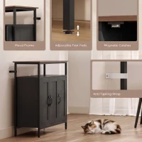 HOMCOM Industrial Kitchen Sideboard with Open Shelf, 2 Cabinets, Adjustable Shelves for Living Room, Dining Room, Black(m-6)