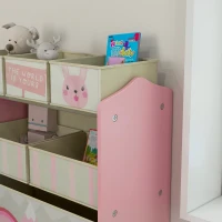 ZONEKIZ Estante para Brinquedos com 6 Caixas de Tecido não Tecido Amovíveis Organizador de Brinquedos 63x30x66 cm Rosa(m-9)