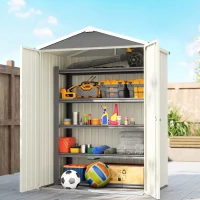 Outsunny Abri de Jardin en Métal 1,2 m², Cabane Jardin Extérieure, Porte Coulissante Verrouillable, 136x87x176cm, Gris Clair(m-7)