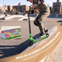 SPORTNOW Trotinete Acrobática para Truques com Plataforma em Alumínio, Rolamentos ABEC-7, Rodas 100 mm e Guiador 360°, Verde(m-4)