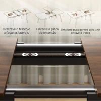 HOMCOM Mesa de Jantar Extensível para 4-6 Pessoas Estilo Industrial Cantos Arredondados 130-160x85x75 cm Nogueira(m-5)