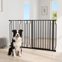 PawHut Barrera para Mascotas con 3 Extensiones Montaje a Presión Doble Bloqueo para Puerta Pasillo Escalera 75-145x76 cm Negro(m-8)