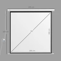 HOMCOM Pantalla de Proyector Eléctrica 96 Pulgadas Pantalla de Proyección con Control Remoto 1:1 para Interior Exterior Blanco(m-3)