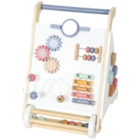 AIYAPLAY Wooden Baby Walker, Montessori Push Along Toy with 5 Blocks and Xylophone Mallet, Adjustable Speed for Toddlers 1.5-3Y(m-15)