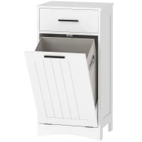 HOMCOM Meuble à Linge avec Tiroir et Compartiment à Rabat, pour Buanderie et Salle de Bain, 42x30x82 cm, Blanc(m-1)