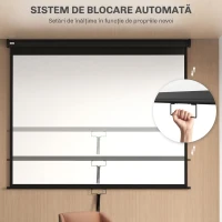 HOMCOM Ecran Proiecție 100" Reglabil cu Montare pe Tavan și Perete, Format 4:3, 203x152cm, Alb și Negru(m-4)
