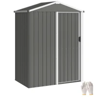 Outsunny Abri de Jardin en Métal 1,2 m², Cabane Jardin Extérieure, Porte Coulissante Verrouillable, 136x87x176cm, Gris Clair(m-16)