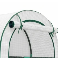 Outsunny Mini-Kas, 4-laags Kas met Kunststof Zeil, Draagbaar, met Roldeur, 100 x 45 x 160 cm, Wit(m-12)