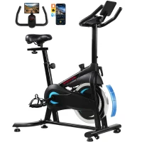 SPORTNOW Vélo d'Appartement Vélo Biking Connecté avec App Zwift et Kinomap Magnétique Silencieux Écran LCD 98 x 57 x 120 cm Noir(m-18)