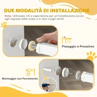 PawHut Cancelletto di Sicurezza per Cani da Interno con 2 Estensioni 76-104 cm, per Corridoio e Scale, Bianco(m-5)