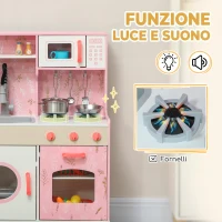 AIYAPLAY Cucina Giocattolo per Bambini con Fornelli, Luci e Suoni, Forno, Microonde, Rubinetto, 3+ Anni, Rosa(m-6)