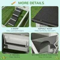 PawHut Wooden Rabbit Hutch with Outdoor Run Grey(m-7)