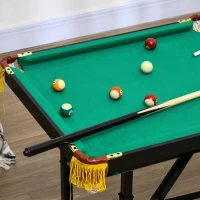 SPORTNOW Masă de biliard cu înălțime reglabilă și accesorii, din MDF și oțel, 140x63x55-75 cm, verde(m-7)