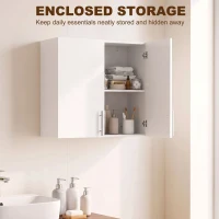 HOMCOM Bathroom Wall Cabinet, Wall-Mounted Bathroom Storage Cabinet with 2 Doors, Adjustable Shelf for Kitchen, White(m-4)