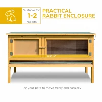 PawHut Rabbit Hutch Outdoor Guinea Pig Hutch House Small Animal Bunny Cage w/ Openable Roof, 115 x 44 x 65 cm(m-4)