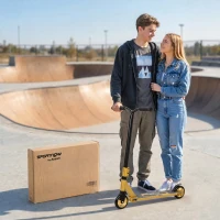 SPORTNOW Scooter Acrobático para Trucos con Plataforma de Aluminio Rodamientos ABEC-7 Ruedas 110 mm Manillar 360° Dorado(m-8)