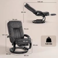 HOMCOM Swivel Recliner Chair, Velvet Recliner Armchair with Retractable Footrest, Dual-Layer Cushion, High Back, Dark Grey(m-3)