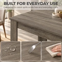 HOMCOM Kitchen Dining Table and 2 Benches Set, Table and Chairs Set for Limited Space, Grey Wood Effect(m-6)