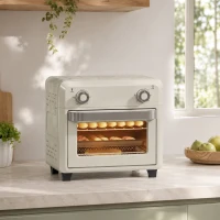 HOMCOM Horno Freidora de Aire 10 L con 2 Mandos Convección 360° Temperatura hasta 230 °C Temporizador 60 Min Bandeja y Cesta(m-9)