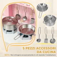 AIYAPLAY Cucina Giocattolo per Bambini con Fornelli, Luci e Suoni, Forno, Microonde, Rubinetto, 3+ Anni, Rosa(m-7)