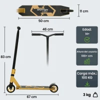 SPORTNOW Scooter Acrobático para Trucos con Plataforma de Aluminio Rodamientos ABEC-7 Ruedas 110 mm Manillar 360° Dorado(m-3)