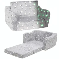 AIYAPLAY Canapé enfant 2 en 1, fauteuil pour enfant avec étoiles phosphorescentes, dépliable en méridienne, gris(m-18)