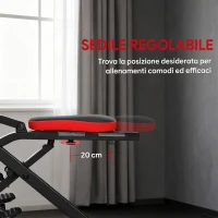 SPORTNOW Macchina Total Crunch Pieghevole con Seduta Regolabile, in Metallo e Plastica, 57x105x115 cm, Rosso(m-4)