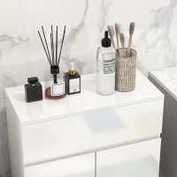 kleankin Mobile Bagno Lucido, Mobiletto Bagno Salvaspazio con Cassetto e Ripiano Regolabile, 60x30x80cm, Bianco(m-7)