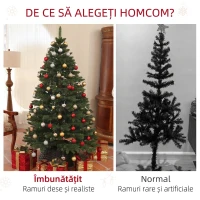 HOMCOM Brad de Crăciun din Plastic cu 1050 de Ramuri și Bază Pliabilă din Oțel, Ø120x180 cm, Verde(m-5)