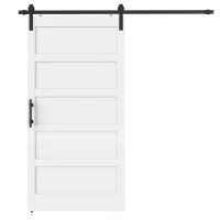 HOMCOM Porta Scorrevole Esterna Muro 106.7x213.4 cm, Porta da Interno Stile Industriale Shaker, Silenziosa, Impermeabile, Bianco(m-1)