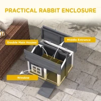 PawHut Indoor Rabbit Hutch, Portable Small Animal House Outdoor, with Top Handle, Openable Roof - Grey(m-4)