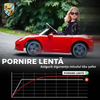 AIYAPLAY Mașină pentru Copii 3-5 Ani cu Licență Oficială RUF GT, Telecomandă, Centură de Siguranță și Muzică, Roșu(m-6)