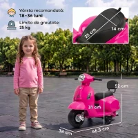 AIYAPLAY Motocicletă Electrică pentru Copii 1,5-3 Ani Mini Vespa Gts 7,2V, Roz(m-3)