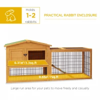 PawHut Wooden Rabbit Hutch with Outdoor Run Yellow(m-4)