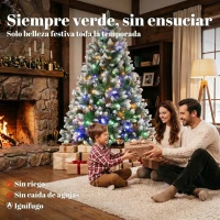 HOMCOM Árbol de Navidad 180 cm con 350 Luces LED 11 Modos Mando a Distancia 1020 Puntas Base Metálica Plegable Verde(m-4)