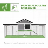 PawHut Large Chicken Coop, Wooden Outdoor Chicken Cage Poultry Hen House with Nesting Box(m-4)