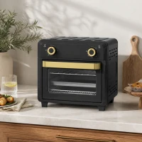 HOMCOM Horno Freidora de Aire 10 L con 2 Mandos Convección 360° Temperatura hasta 230 °C Temporizador 60 Min Bandeja y Cesta(m-8)