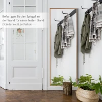 HOMCOM wandspiegel, hoog, grenenhouten frame, 45L x 125H x 4,8T cm(m-8)