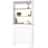 HOMCOM Mască pentru calorifer cu lamele și 3 polițe, acoperire modernă din MDF pentru living, 78x19x165 cm, alb(m-12)