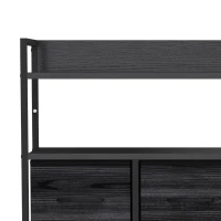 HOMCOM Chest of Drawers, Bedroom Fabric Dresser with 7 Drawers, Storage Organiser Unit with Open Shelves, Black Wood-Effect(m-11)