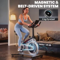 SPORTNOW Exercise Bike, Indoor Stationary Bike with Smart APP, 0-100% Magnetic Resistance, Adjustable Seat & Handlebars, Wheels(m-6)
