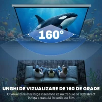 HOMCOM Ecran pentru Proiector 100" Raport 16:9, Montare pe Perete și Tavan pentru Acasă și Birou, Alb(m-5)