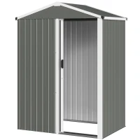 Outsunny Abri de Jardin en Métal 1,2 m², Cabane Jardin Extérieure, Porte Coulissante Verrouillable, 136x87x176cm, Gris Clair(m-17)