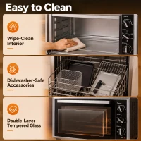 HOMCOM Mini-Four Électrique avec Broche Rotative 46L 1800W, Four à Convection Multifonction, Chaleur Tournante, Minuterie, Noir(m-9)