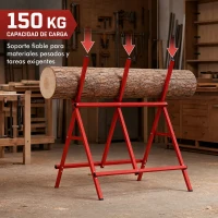 HOMCOM Caballete para Sierra Plegable Soporte Cortar Madera Altura y Ancho Ajustables Estructura en A Soporta hasta 150kg Rojo(m-5)