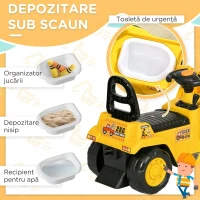 HOMCOM Escavator pentru Copii cu Cupă și Spațiu de Depozitare Ascuns, în PP și ABS, 80x26.5x39 cm, Galben și Negru(m-6)