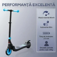 HOMCOM Trotinetă Electrică Pliabilă pentru Copii 6+ Ani cu Înălțime Reglabilă, 71x36.5x75-80 cm, Negru și Albastru(m-4)