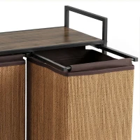 HOMCOM Wasmand Bamboe 2 vakken 120 L Wasverzamelaar met Plank, Wasbox, Verrijdbaar 73x33x78 cm, Bruin(m-10)